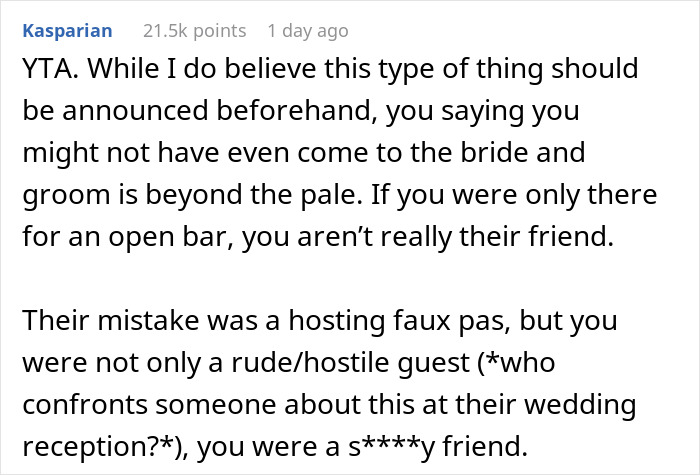 "Am I The Jerk For Being Pissed There Was No Alcohol At A Wedding?"