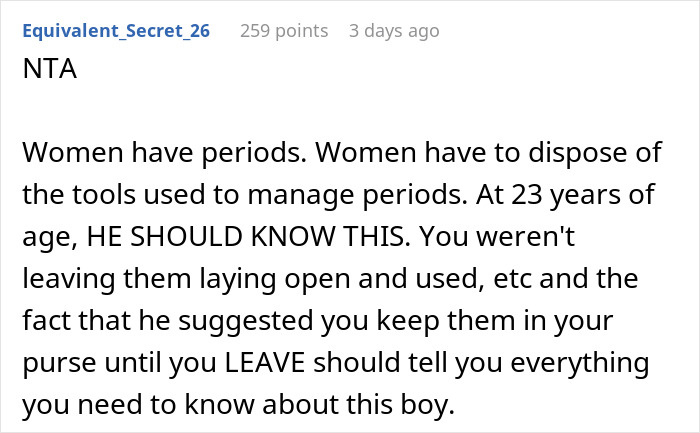 Boyfriend Shames Girlfriend For Throwing Away Her Pads In His Bathroom Trash Can, Causes Outrage Online