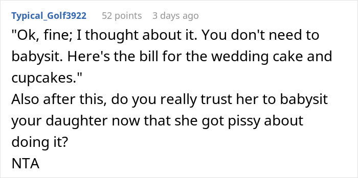"The Bill Came Out Close To $1800": Woman Wants To Take Bride To Court After She Refused To Babysit Her Child After She Baked Her A Wedding Cake "The Bill Came Out Close To $1800": Woman Wants To Take Bride To Court After She Refused To Babysit Her Child After She Baked Her A Wedding Cake