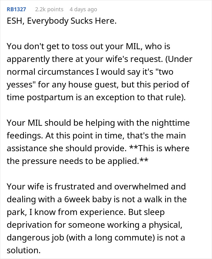 Dad Says His Sleep Is More Important Than Helping With The Baby At Night Because Of His Job, Asks For People's Perspectives Online