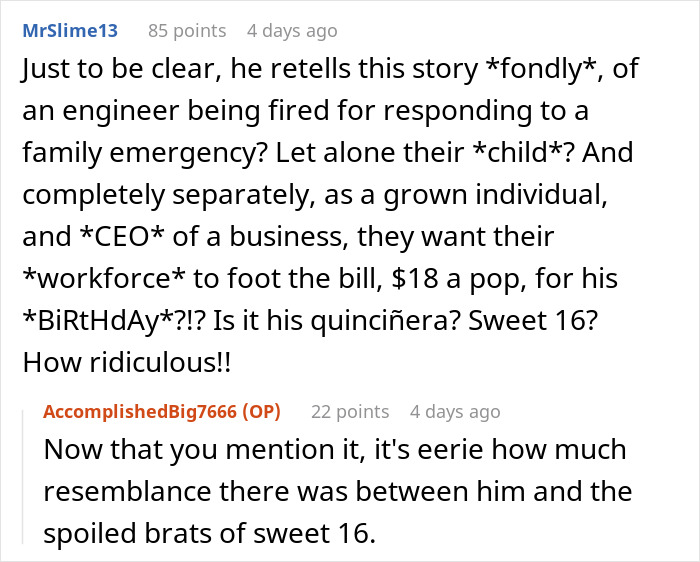 CEO Tells Employees There's No Room For Their Personal Lives At Work, Then Asks Them To Each Contribute $18 For His Birthday