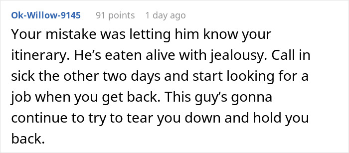 Boss Turns Down This Employee&rsquo;s Vacation To Europe Because They Feel That Taking 7-9 Days Off Is &lsquo;Unfair&rsquo; To Others