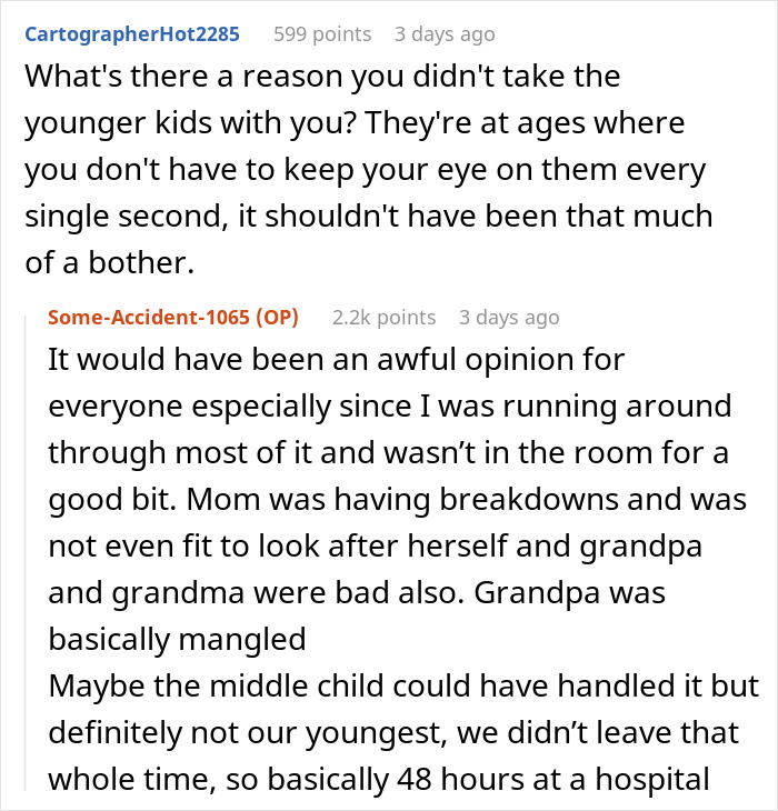 Teen Calls Parents "Selfish" For Making Him Miss His Graduation Trip To Watch His Siblings During Family Emergency, Parent Asks For Advice
