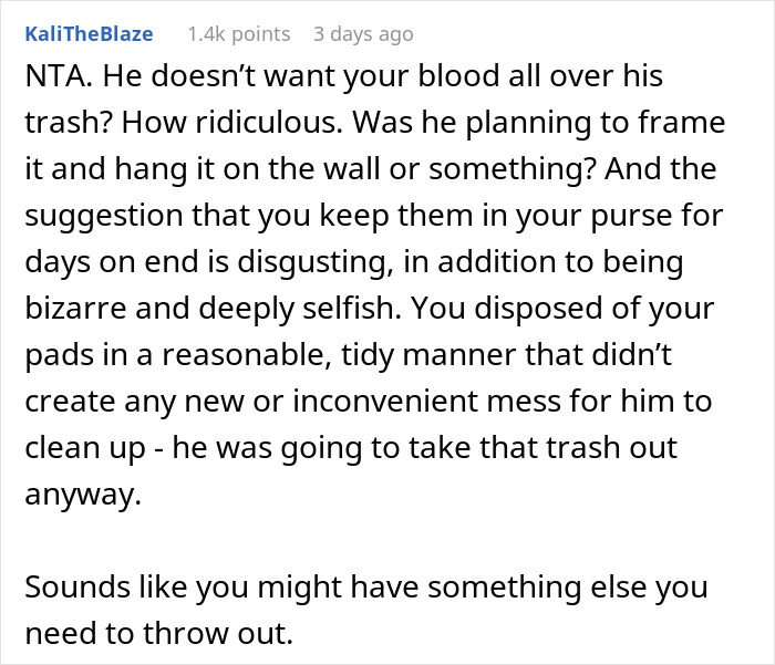 Boyfriend Shames Girlfriend For Throwing Away Her Pads In His Bathroom Trash Can, Causes Outrage Online