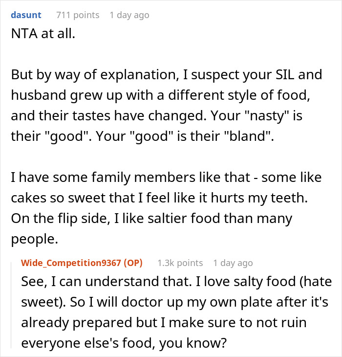 Woman&rsquo;s Husband And His Sister Kept &ldquo;Fixing&rdquo; Her Food To The Point That She And Her Kids Would Refuse To Eat It, So She Finally Snaps