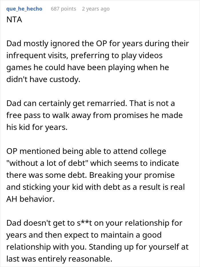 Dad Promises His Daughter College Fund, Ends Up Spending All The Money On His Wedding, Is Offended After Daughter Cuts Ties With Him Dad Promises His Daughter College Fund, Ends Up Spending All The Money On His Wedding, Is Offended After Daughter Cuts Ties With Him