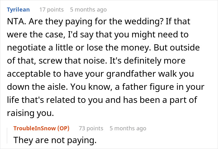 Mom Gets Mad Over Daughter's Refusal To Let Stepdad Walk Her Down The Aisle