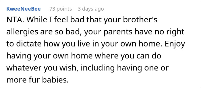 "They Said I Needed To Get Rid Of Bradley": Parents Freak Out After Their Adult Child Gets A Dog, Because Their Younger Son Is Allergic
