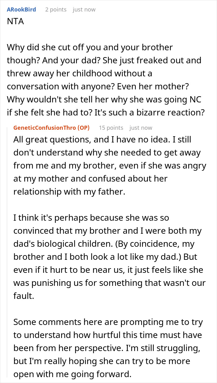 Woman Does A DNA Ancestry Test And Discovers She Isn’t Biologically Related To Her Dad, Cuts Everyone Off And Learns The Truth 5 Years Later Woman Does A DNA Ancestry Test And Discovers She Isn’t Biologically Related To Her Dad, Cuts Everyone Off And Learns The Truth 5 Years Later