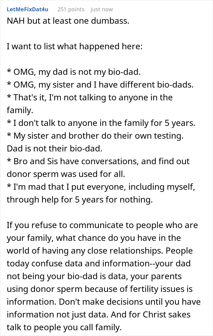 Woman Does A DNA Ancestry Test And Discovers She Isn’t Biologically Related To Her Dad, Cuts Everyone Off And Learns The Truth 5 Years Later Woman Does A DNA Ancestry Test And Discovers She Isn’t Biologically Related To Her Dad, Cuts Everyone Off And Learns The Truth 5 Years Later