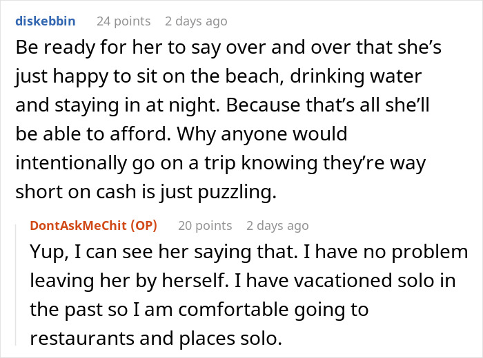 Woman Shares Her Experience With A Friend Who Brought Almost No Money On Vacation