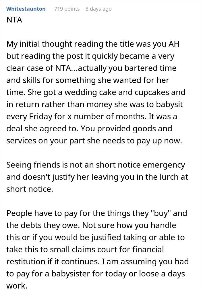 "The Bill Came Out Close To $1800": Woman Wants To Take Bride To Court After She Refused To Babysit Her Child After She Baked Her A Wedding Cake "The Bill Came Out Close To $1800": Woman Wants To Take Bride To Court After She Refused To Babysit Her Child After She Baked Her A Wedding Cake