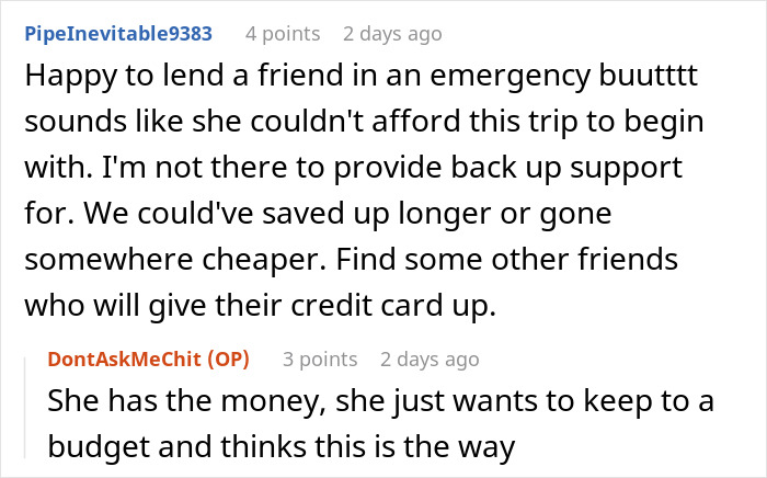 Woman Shares Her Experience With A Friend Who Brought Almost No Money On Vacation