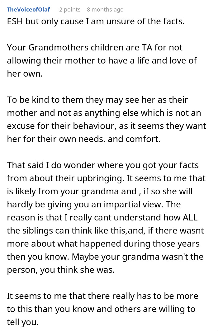 Guy Tells His Entire Family To "Grow Up" After They Got Mad At His 65 Y.O. Grandma For Having A Boyfriend And "Cheating" On Their Dad
