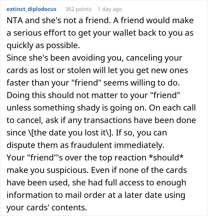 Friend Can&rsquo;t Find The Time To Return Woman&rsquo;s Wallet, Woman Decides She&rsquo;ll Block Her Cards, Friend Goes Crazy Over It