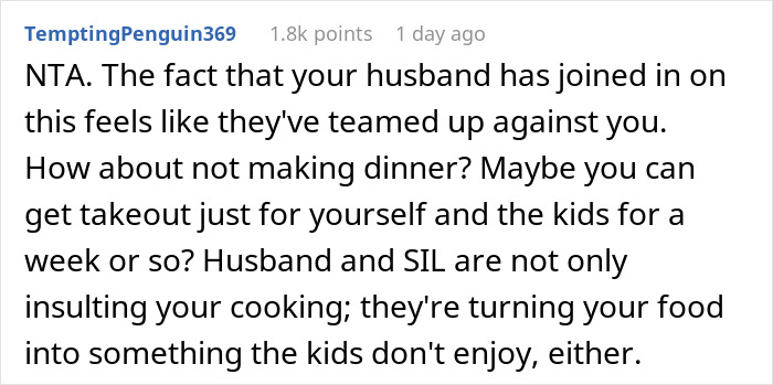 Woman&rsquo;s Husband And His Sister Kept &ldquo;Fixing&rdquo; Her Food To The Point That She And Her Kids Would Refuse To Eat It, So She Finally Snaps