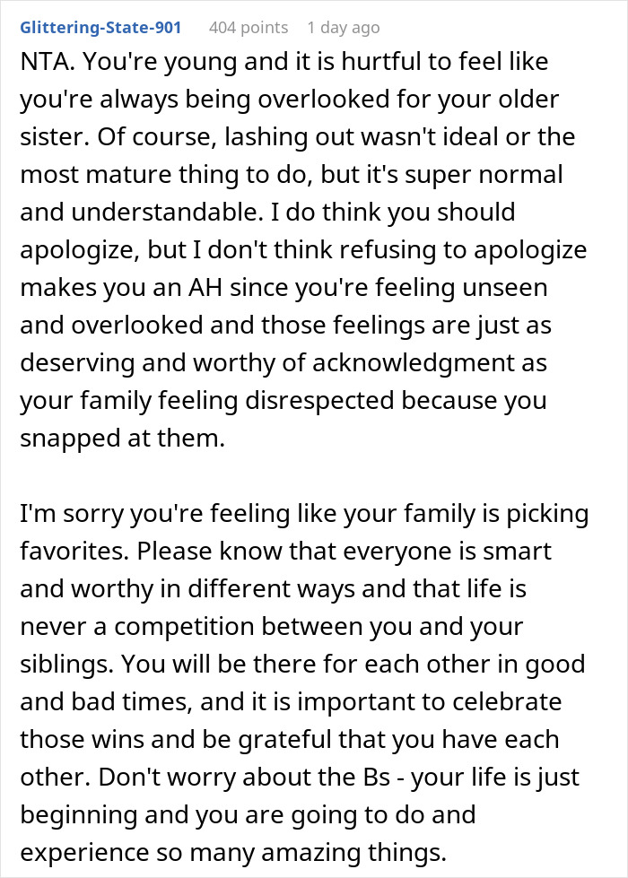 Teen Loses It At Graduation Dinner With Family When The Table Talk Revolves Only Around Her Sister Teen Loses It At Graduation Dinner With Family When The Table Talk Revolves Only Around Her Sister