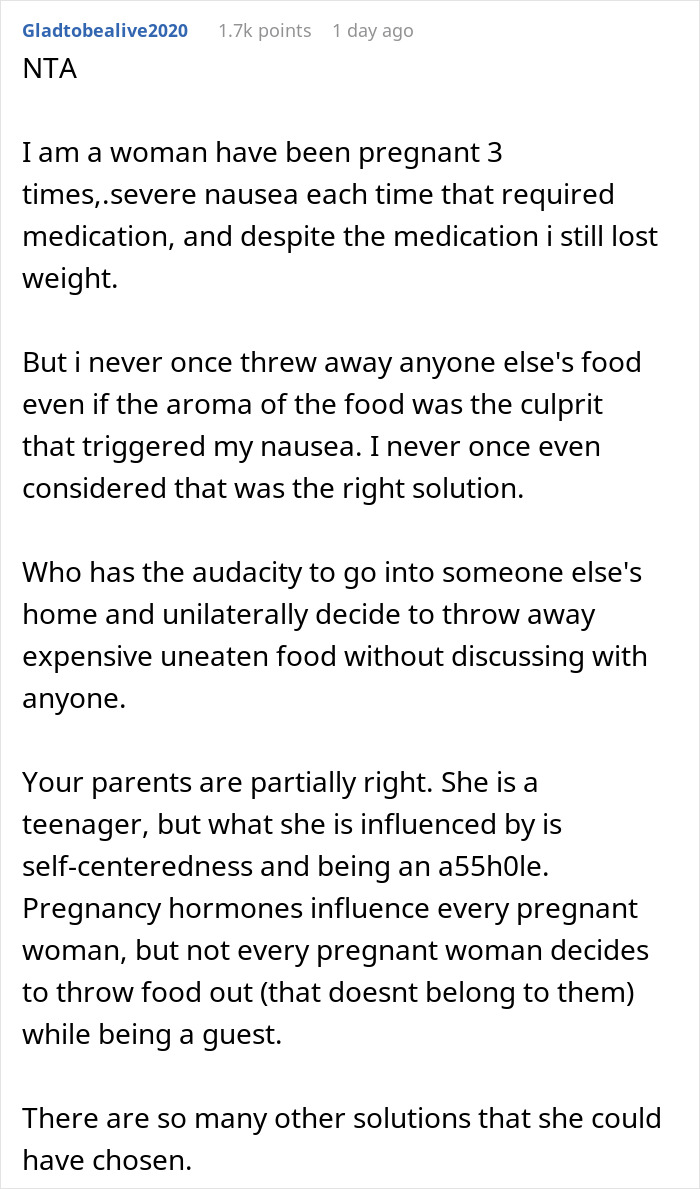 "[Am I The Jerk] For Yelling At My Brother&rsquo;s Pregnant Girlfriend And Kicking Them Both Out Of My House After She Threw Away My Food?"