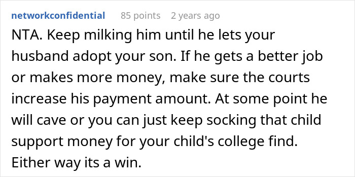 Woman's Ex Finds Out What Her New Husband Does For A Living, Demands Child Support Be Dropped