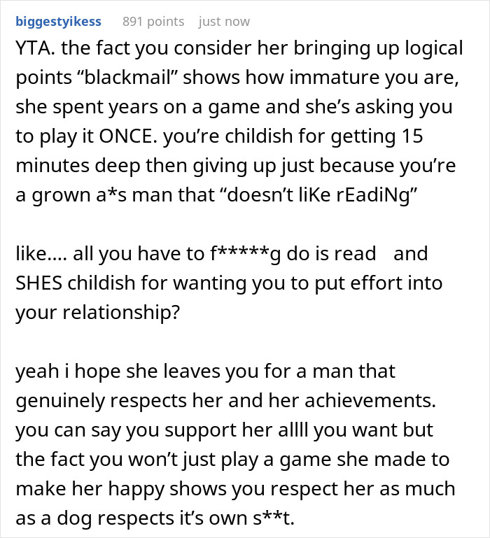 Girlfriend &lsquo;Looks Shocked&rsquo; After Boyfriend Refuses To Finish A Game She&rsquo;s Been Working On For Almost 2 Years