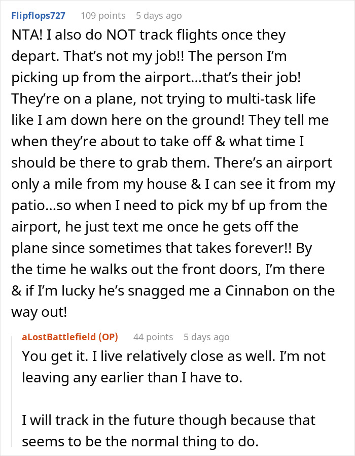 "Am I A Jerk For Picking My Wife Up From The Airport 10 Minutes Late?" "Am I A Jerk For Picking My Wife Up From The Airport 10 Minutes Late?"