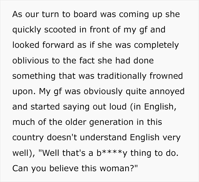Woman Thinks She&rsquo;s Entitled To Cut In Line Then Demand Things Be Moved From The Overhead Shelves, So This Man Teaches Her A Lesson