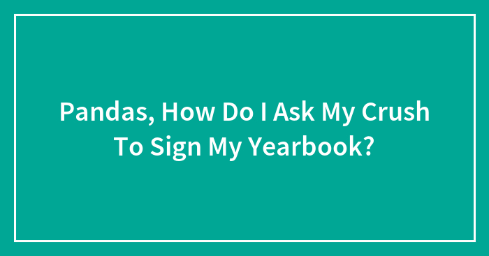 Pandas, How Do I Ask My Crush To Sign My Yearbook?