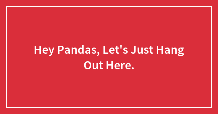Hey Pandas, Let’s Just Hang Out Here.