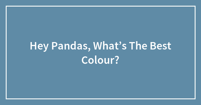 Hey Pandas, What’s The Best Colour?