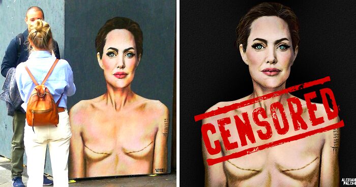 Milan Removed The Famous Mural With Angelina Jolie With Mastectomy Scars Painted By Alexsandro Polombo
