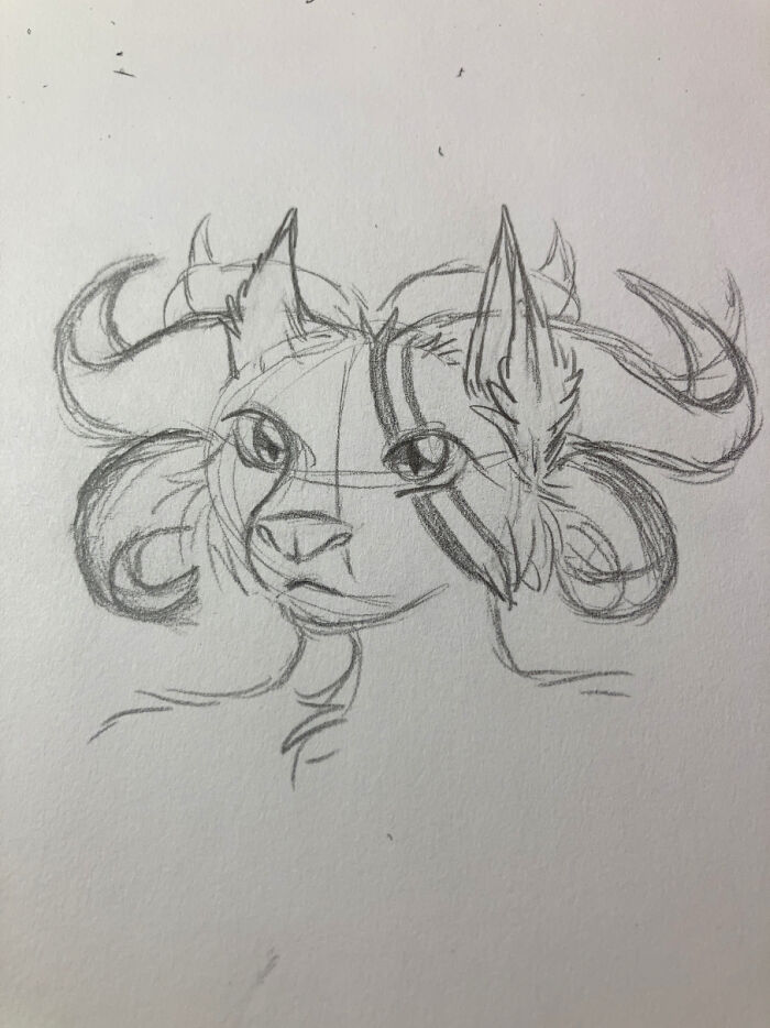 It Has Been... Many Years Since I Drew Anything (Due To Some Pretty Bad Mental Health Issues.) I'm Finally Feeling Okay Enough To Draw Again! Here's A Horned Demon Wolf Thing. I Just Might Be Playing Diablo Iv Lately ;p