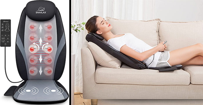 Woman lying on the massage cushion 