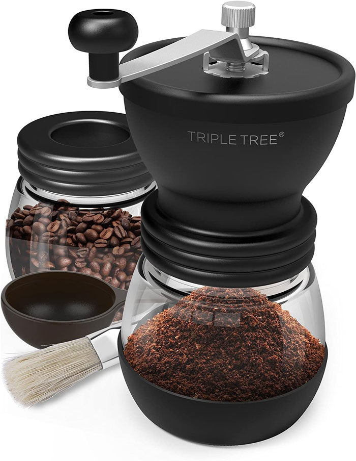 TRIPLE TREE Manual Coffee Grinder With Ceramic Burrs
