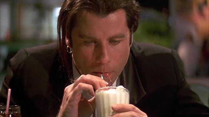 Vincent Vega drinking milkshake