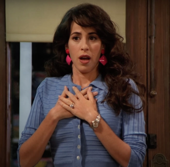 Janice wearing pink earrings 