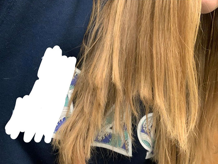 My $85 "Layered" Haircut. The Hairdresser Curled It At The Salon, So I Didn't Notice Till I Straightened It Out