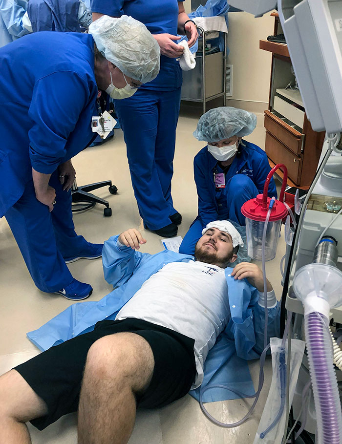 Today I Welcomed My First Child Into The World. Here's A Photo Of Me Waking Up After Passing Out In The OR