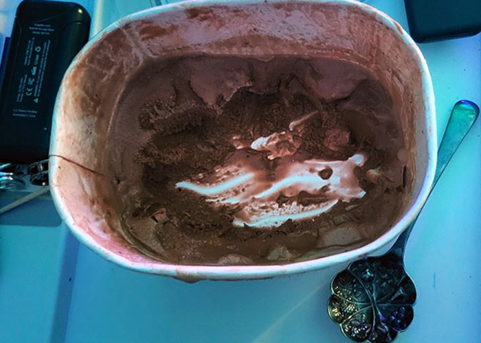 I Grabbed Myself A Midnight Treat Last Night. Apparently, This Is How My Husband Eats Ice Cream. Like A Psycho