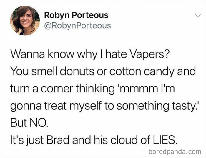 Funny meme about life from Punsworld IG page, humorously criticizing vape flavors with a sarcastic twist.