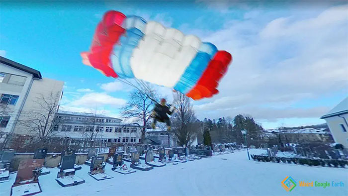 "Skydiving Into The Cemetery". Location: Henndorf Am Wallersee, Austria