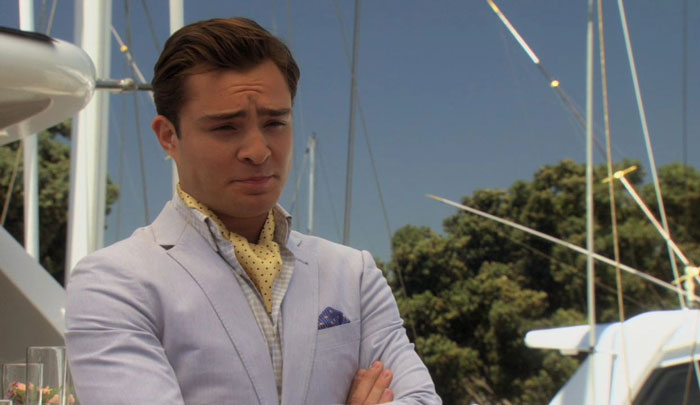 Chuck wearing lavander suit 