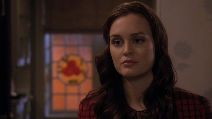 Blair wearing red dress 