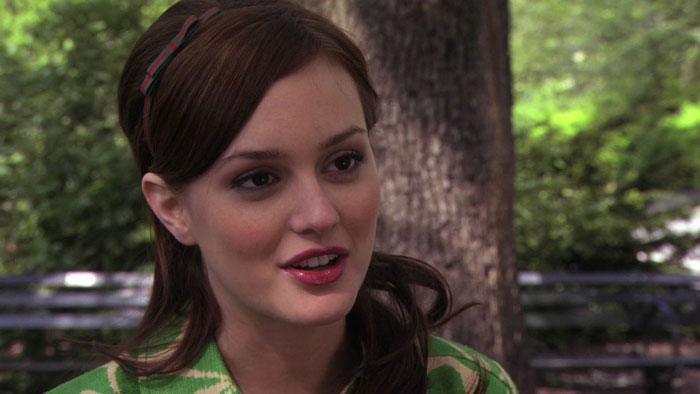 Blair wearing green jacket 