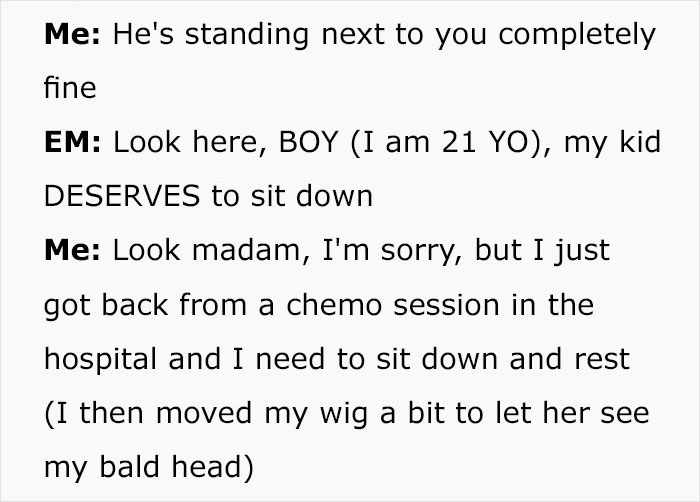 Karen Thinks Her Kid Deserves A Bus Seat More Than A Cancer Patient, Tries To Pull Him Out Of His Seat, Gets Instant Karma Karen Thinks Her Kid Deserves A Bus Seat More Than A Cancer Patient, Tries To Pull Him Out Of His Seat, Gets Instant Karma
