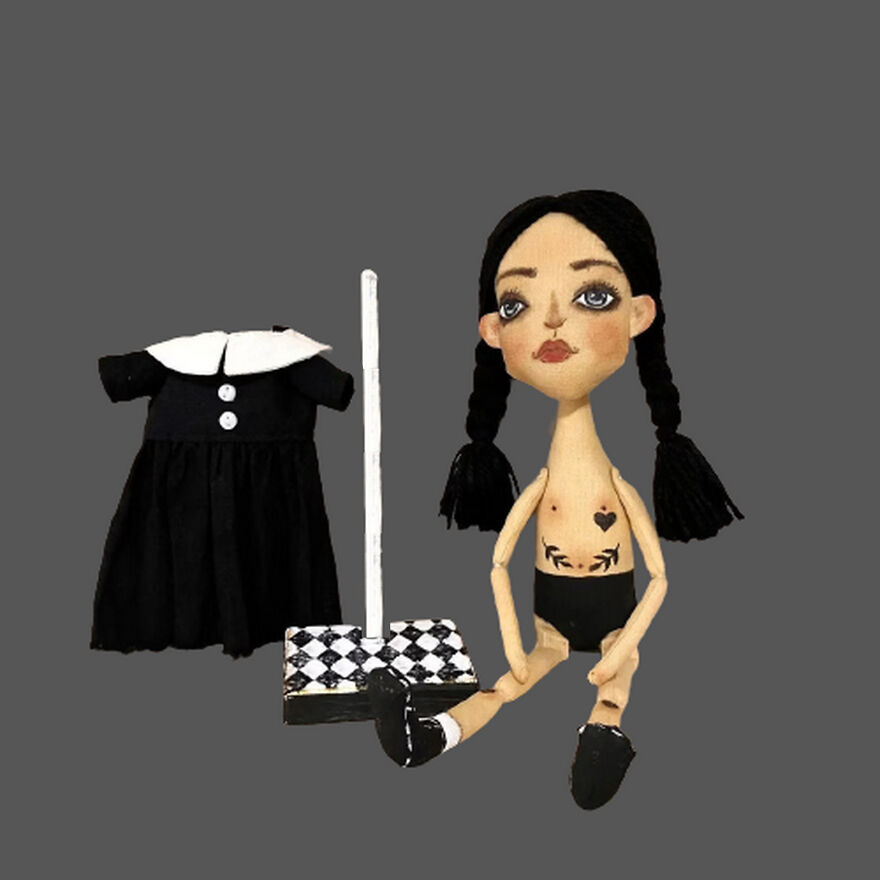 I Made This Wednesday Addams Doll - Gothic Doll - Ooak Art Doll
