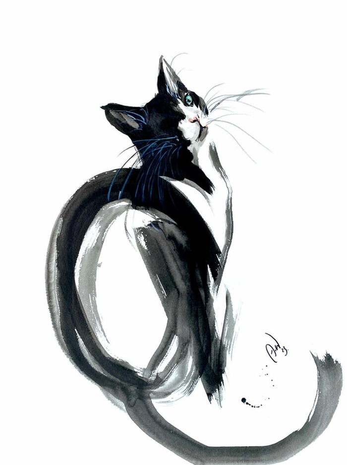 I Create Minimalist Cat Paintings