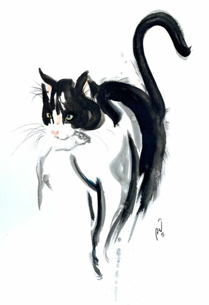 I Create Minimalist Cat Paintings