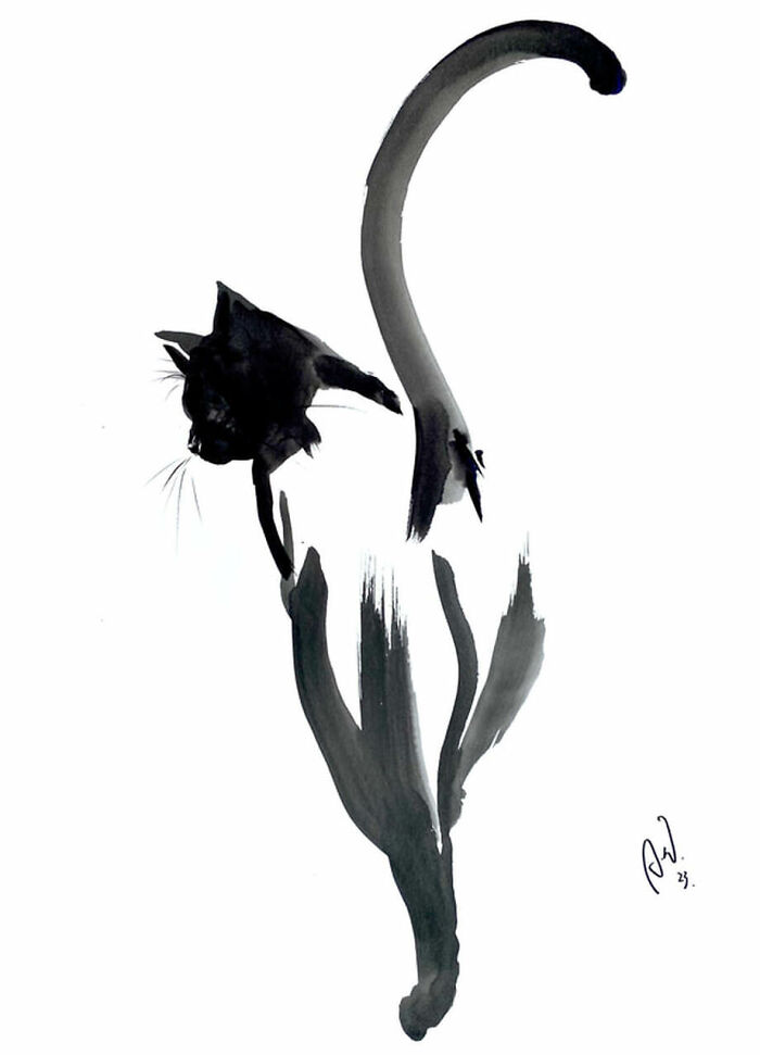 I Create Minimalist Cat Paintings