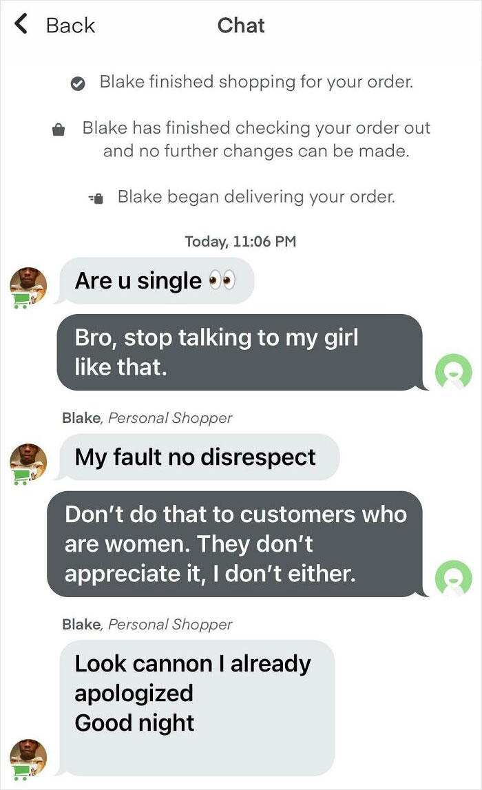 Instacart Shopper Being Weird With My Girl