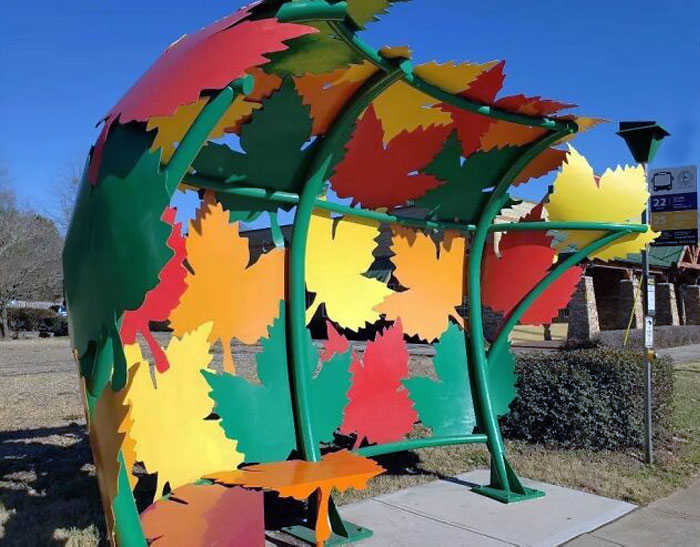 Here's Another Art Bus Shelter, On The East Side, With Brilliant Leaves, All Year Long